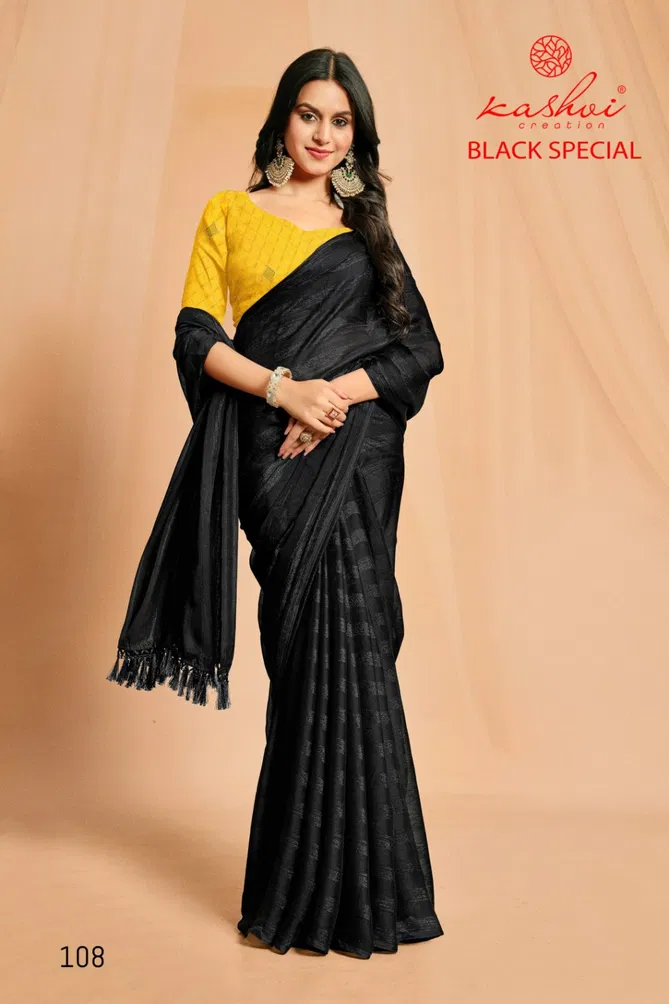 Black Special By Kashvi Rimzim Party Wear Sarees Wholesale In India